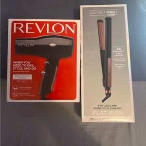 Revlon Hair Dryer and Conair Flat Iron - Black and Rose Gold